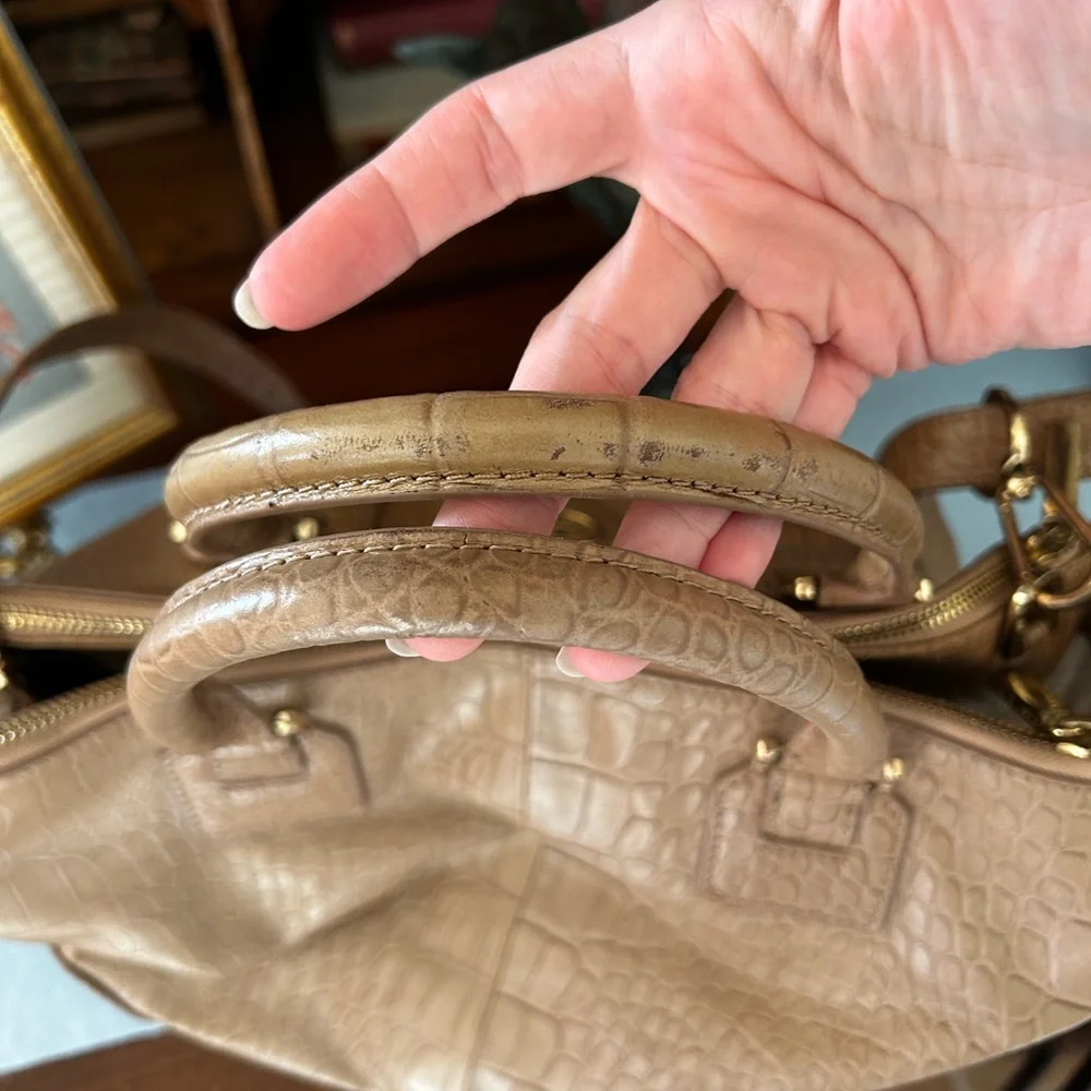 Tory Burch Brown Croc-Embossed Handbag
